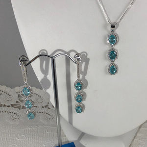 Bewitching Blue Apatite CZ's 925 Silver Earrings